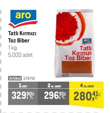Aro Tatlı Kırmızı Toz Biber 1 Kg