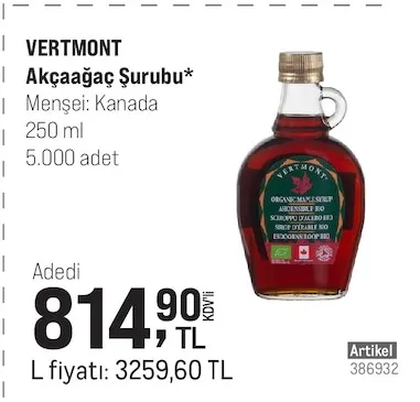 Vertmont Akçaağaç Şurubu 250 Ml