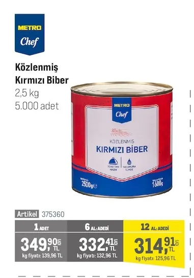 Metro Chef Közlenmiş Kırmızı Biber 2,5 Kg