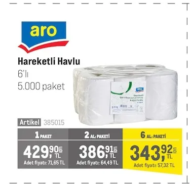 Aro Hareketli Havlu 6'Lı