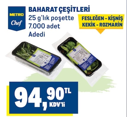 Metro Chef Baharat Çeşitleri 25 G'Lık Poşette