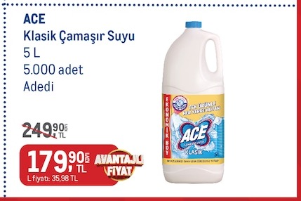 Ace Klasik Çamaşır Suyu 5 L