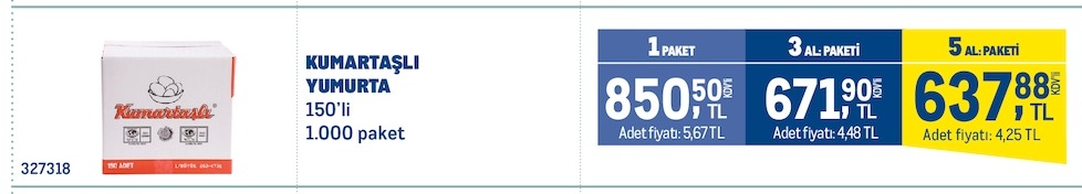 Kumartaşlı Yumurta 150'Li