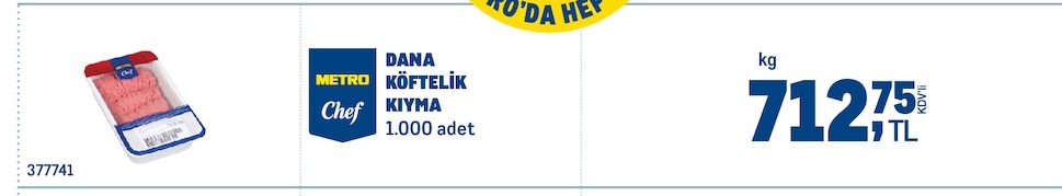 Metro Chef Dana Köftelik Kıyma 1.000 Adet