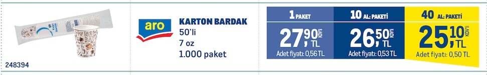 Aro Karton Bardak 50'Li