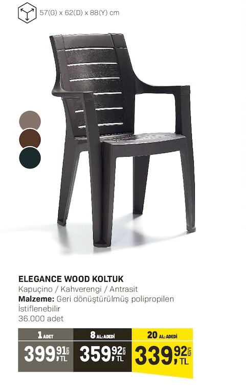 Elegance Wood Koltuk Kapucino / Kahverengi / Antrasit 1 Adet