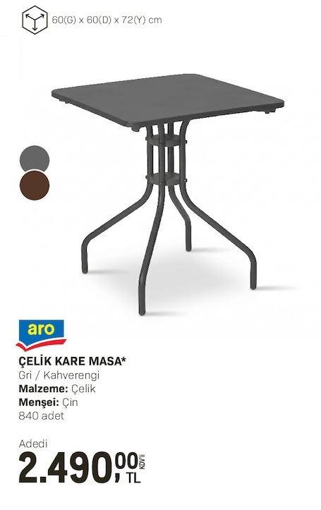 Çelik Kare Masa 840 Adet