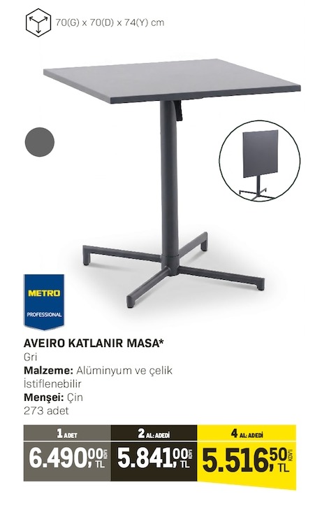 Aveiro Katlanır Masa 273 Adet