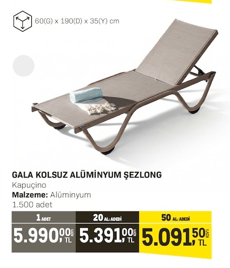 Gala Kolsuz Alüminyum Şezlong 1 Adet