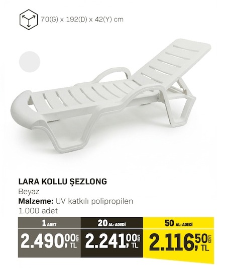 Lara Kollu Şezlong 1 Adet