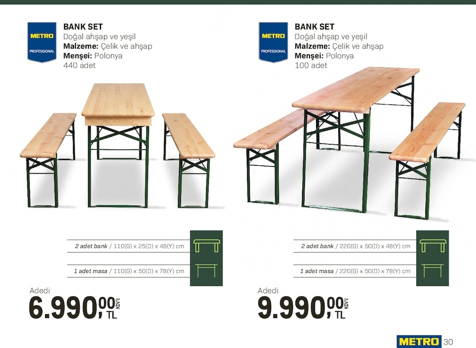 Metro Bank Set Doğal Ahşap Ve Yeşil 440 Adet