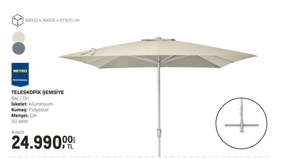 Metro Teleskopik Şemsiye Bej/Gri