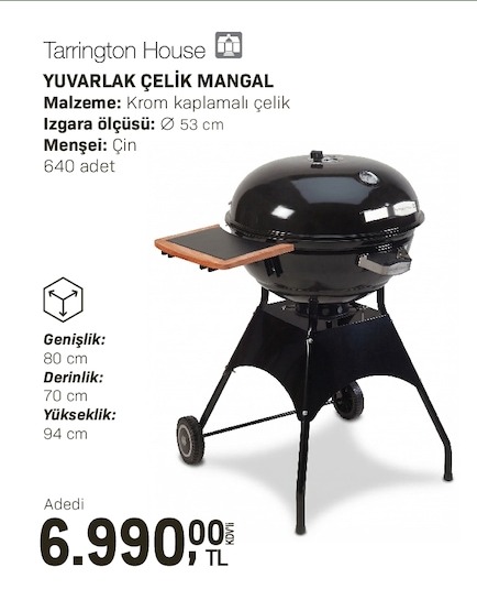 Tarrington House Yuvarlak Çelik Mangal 640 Adet