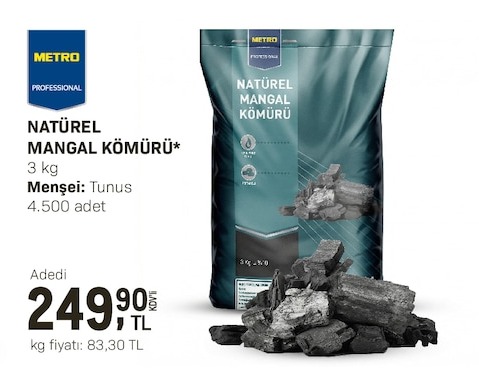Metro Doğal Mangal Kömürü 3 Kg