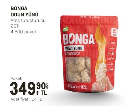 Bonga Odun Yünü Ateş Tutucu 25 Lı Paket