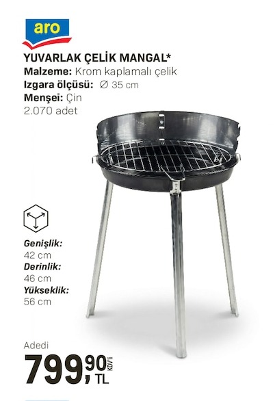 Aro Yuvarlak Çelik Mangal