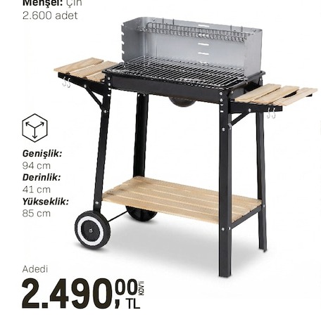 Krom Kaplamalı Çelik Mangal 85Cm