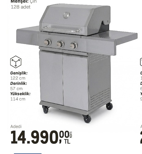 Gazlı Mangal 122X57X114 Cm