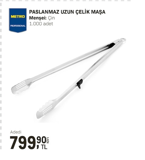 Paslanmaz Uzun Çelik Maşa 1.000 Adet