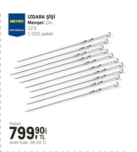 Metro Professional Izgara Şişi 12'Li 1000 Paket