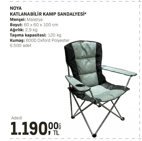 Noya Katlanabilir Kamp Sandalyesi 1 Adet
