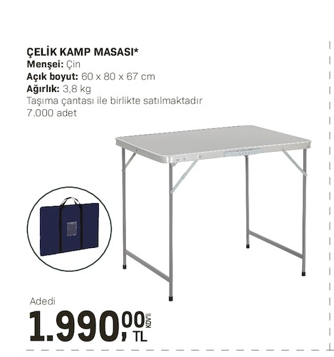Çelik Kamp Masasi 1 Adet