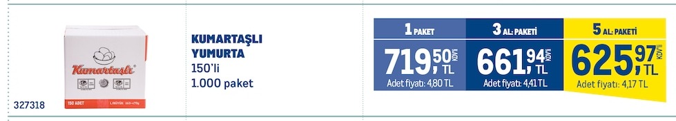 Kumartaşlı Yumurta 150'Li