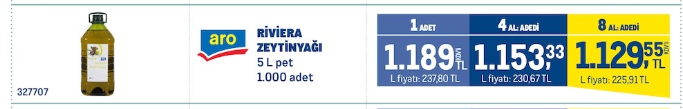 Aro Riviera Zeytinyağı 5 L Pet