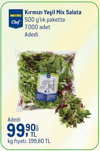 Metro Chef Kırmızı Yeşil Mix Salata 500 G