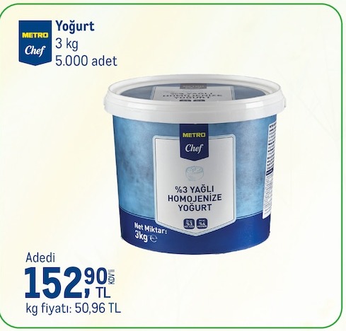 Metro Chef Yoğurt 3Kg