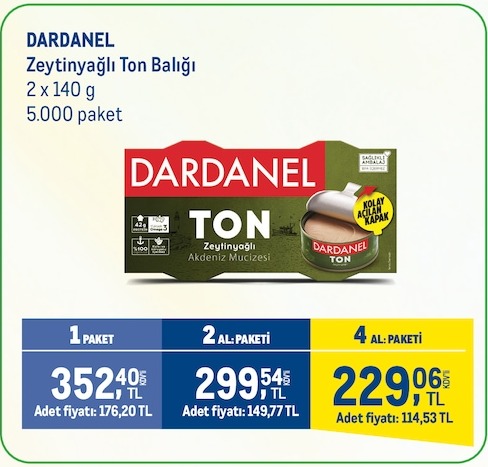 Dardanel Zeytinyağlı Ton Balığı 2 X 140 G