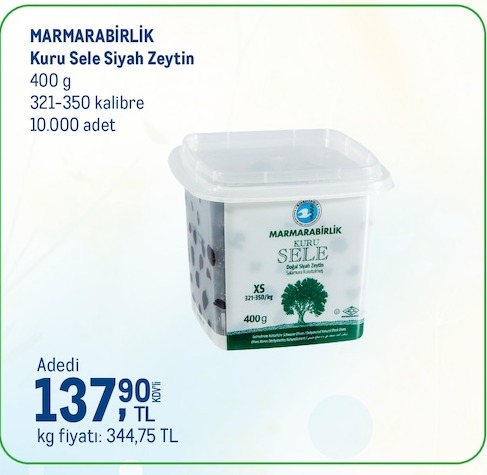 Marmarabirlik Kuru Sele Siyah Zeytin 400G