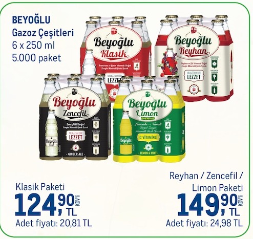 Beyoğlu Gazoz Çeşitleri 6 X 250 Ml