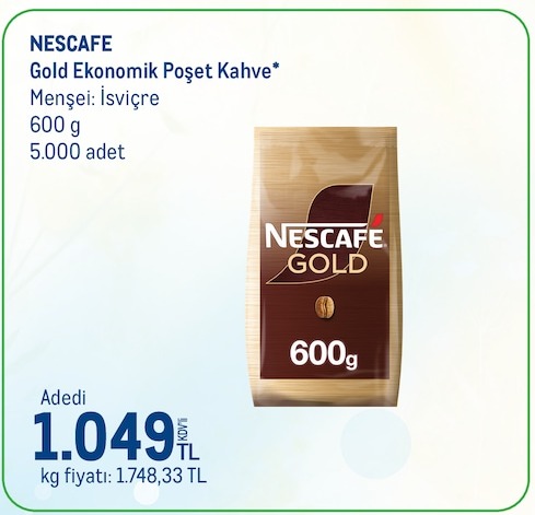 Nescafe Gold Ekonomik Poşet Kahve 600 G