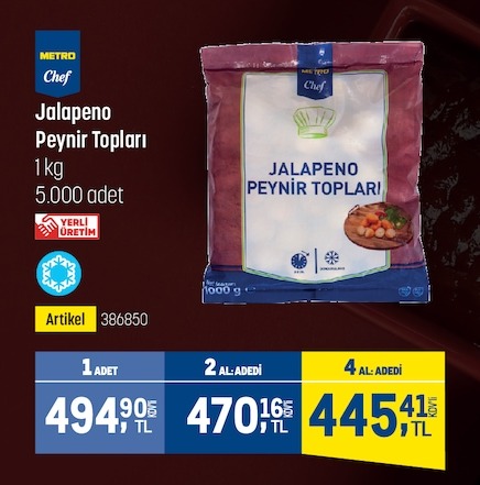 Metro Chef Jalapeno Peynir Toplari 1Kg