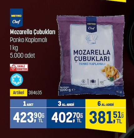 Metro Chef Mozzarella Cubuklari Panko Kaplamali 1Kg