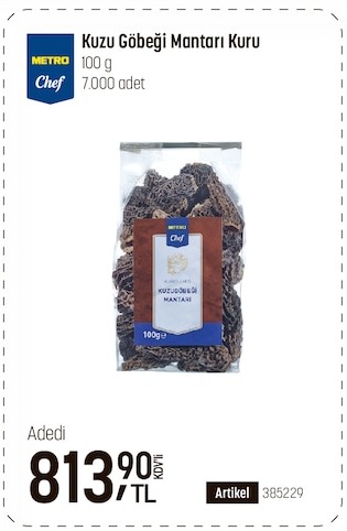 Metro Chef Kuzu Göbeği Mantarı Kuru 100G