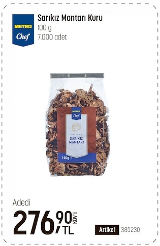 Metro Chef Sarıks Mantarı Kuru 100G