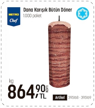 Metro Chef Dana Karışık Bütün Döner 1000 Paket