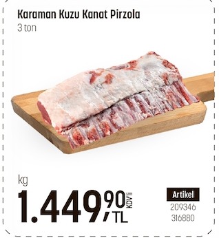 Karaman Kuzu Kanat Pirzola 3 Ton