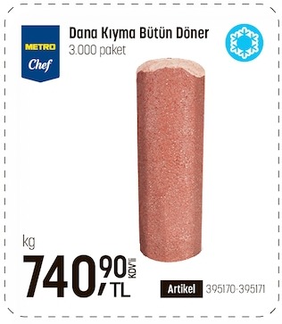 Metro Chef Dana Kiyma Butun Doner 3.000 Paket