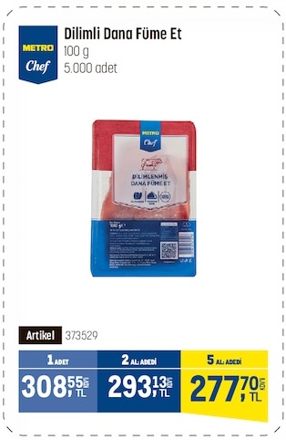 Metro Chef Dilimli Dana Füme Et 100G