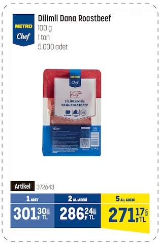 Metro Chef Dilimli Dana Roastbeef 100G