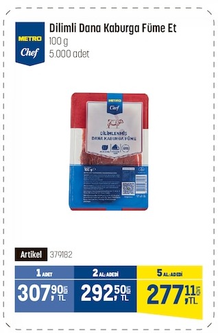 Metro Chef Dilimli Dana Kaburga Füme Et 100G