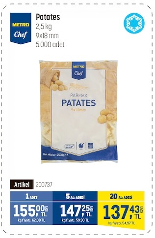 Metro Chef Patates 2.5Kg