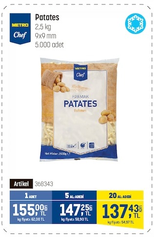 Metro Chef Patates 2.5Kg