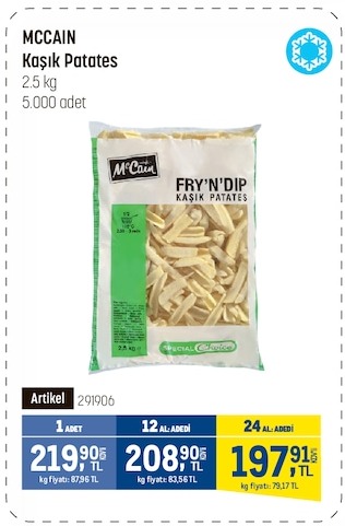 Mccain Kaşık Patates 2.5Kg