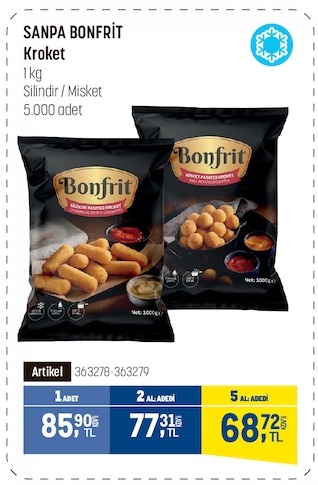Sanpa Bonfrit Kroket 1Kg Silindir Misket
