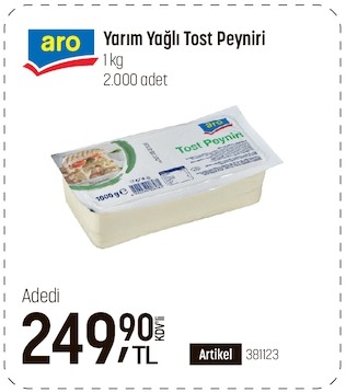 Aro Yarim Yagli Toast Peyniri 1Kg