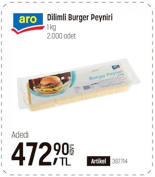 Aro Dilimli Burger Peyniri 1Kg